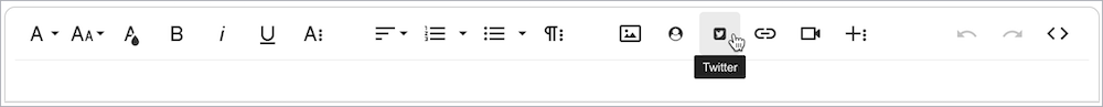 Text editor toolbar shows the Twitter button