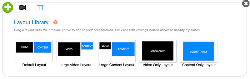 Layouts Library shows the layout options